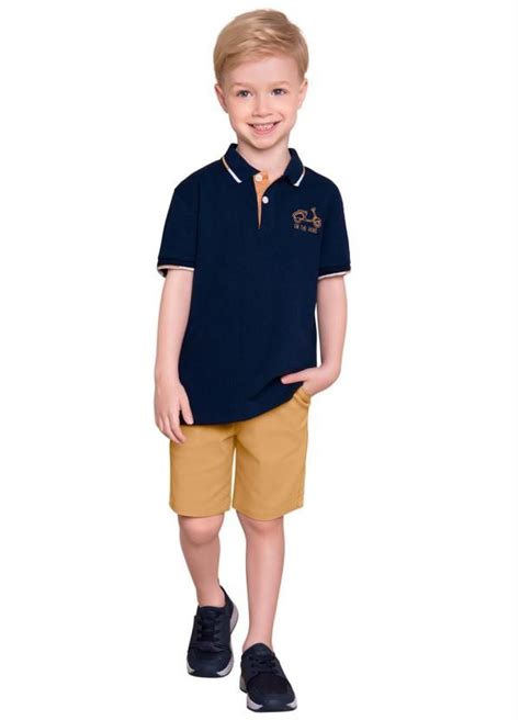 Conjunto Infantil Menino Polo E Bermuda Milon Composto Por Polo Em Meia