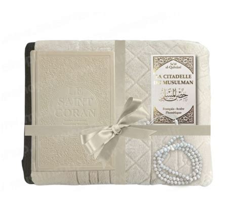 Coffret Pack Cadeau Beige Et Blanc Mixte Tapis De Pri Re Epais