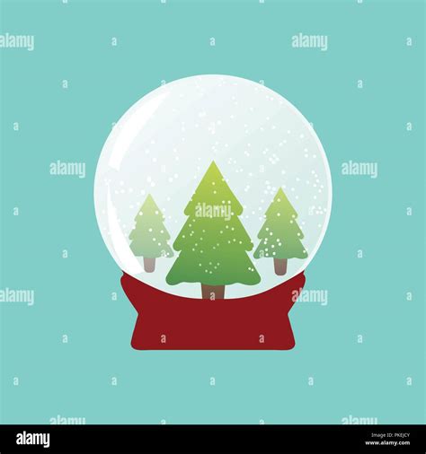 Vector Illustration Snowball With Flying Snow And Fir Trees Stock