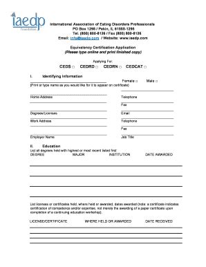 Fillable Online Equivalency Certification Application Jan2015 Fax Email