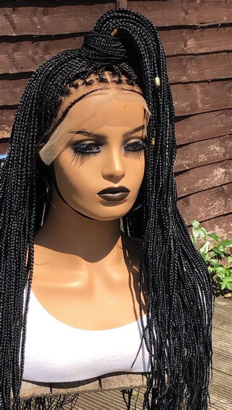 Ready To Shipbraided Wig Micro Knotless Braids Wig Human Hair Etsy