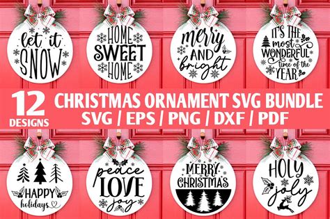 Christmas Ornament Round Sign Svg Bundle Graphic By Etcify · Creative