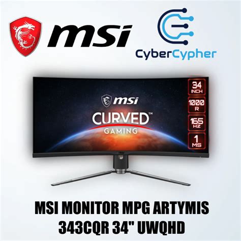 MSI Monitor MPG ARTYMIS 343CQR 34 UWQHD Curved 1000R VA Panel 165hz