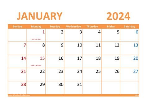 Blank Calendar January 2024 Monthly Calendar