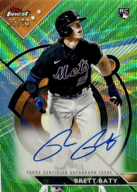 Brett Baty 2023 Topps Finest FA BBA Finest Autographs Green Wave