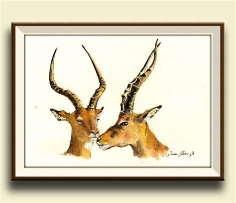 Print Impala Impalas Africa Antelope African Art Wild Watercolor Print