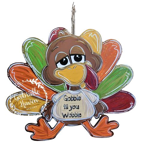 Thanksgiving Turkey Door Hanger Front Door Sign Turkey Decor Gobble