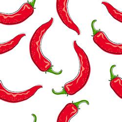 Red Hot Chili Pepper Seamless Pattern Royalty Free Vector