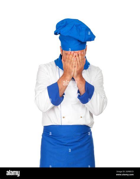 Desperate Chef On White Background Facepalm Concept Stock Photo Alamy