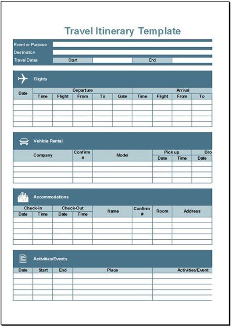 20 Trip Planner Template Excel