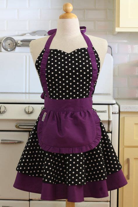 Apron French Maid Polka Dot With Purple Double Circle Skirt Etsy