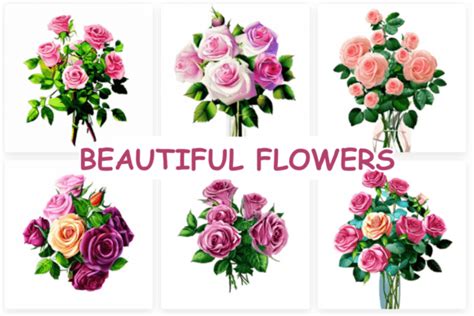 Rose Garden Flowers Collection Graphic By Hassas Arts Creative Fabrica