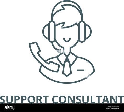 Support Consultant Vector Line Icon Linear Concept Outline Sign