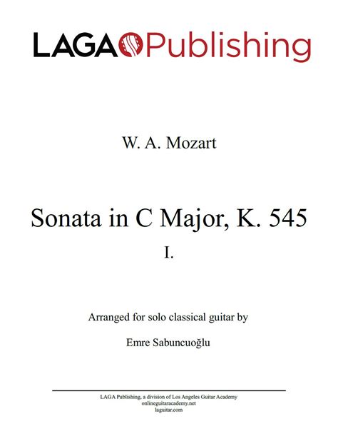 Sonata In C Major K 545 First Movement By W A Mozart For Classical