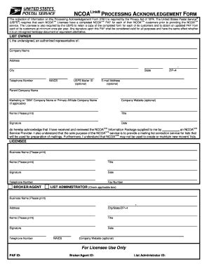 Fillable Online Ribbs Usps Processing Acknowledgement Form Ribbs