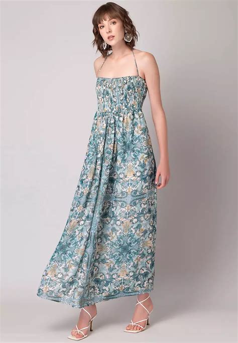 Buy Faballey Siddarth Tytler X Faballey Blue Printed Halter Neck Maxi