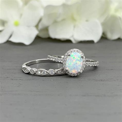 Fire Opal Wedding Ring Set Jenniemarieweddings