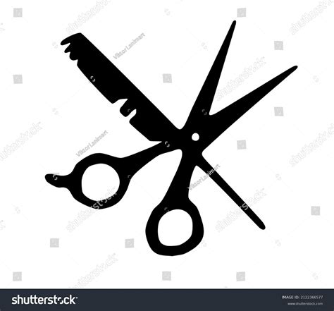 Silhouette Scissors Comb Flat Vector Eps Stock Vector (Royalty Free ...