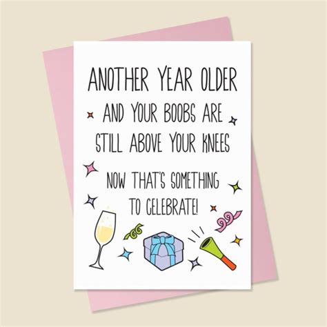Funny Birthday Card Funny Boob Card Getting Older Birthday Etsy