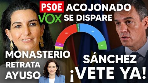 EL PSOE ACOJONADO CON QUE VOX SE DISPARE MONASTERIO RETRATA A AYUSO Y