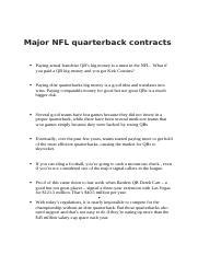 Major NFL quarterback contracts.docx - Major NFL quarterback contracts Paying actual franchise ...