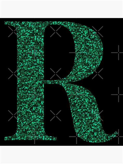 Letter R Emerald Dark Green Glitter Effect Alphabet Poster By