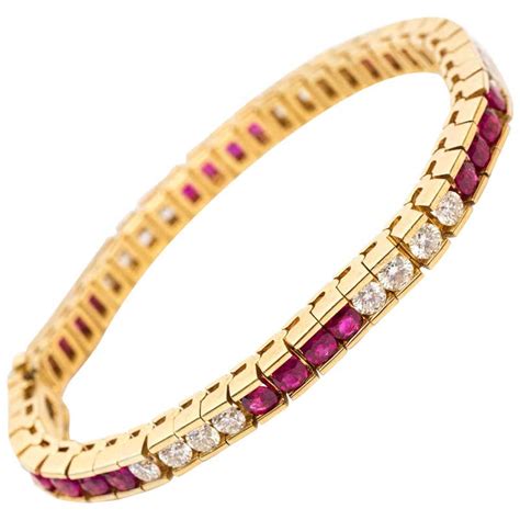 18k Yellow Gold Cartier Tennis Bracelet For Sale At 1stdibs Cartier