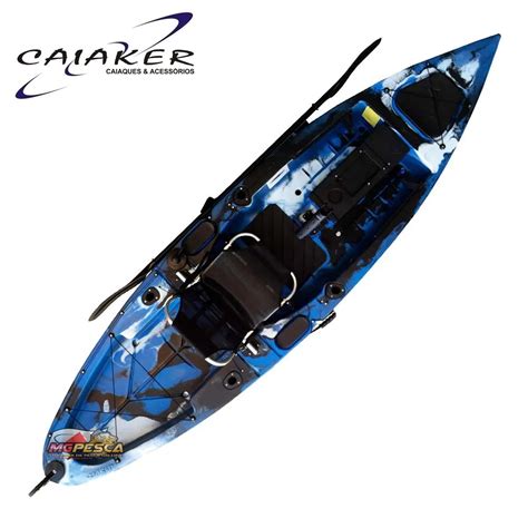 Caiaque De Pesca Caiaker Marlim Sem Pedal Camuflado Azul Pronta