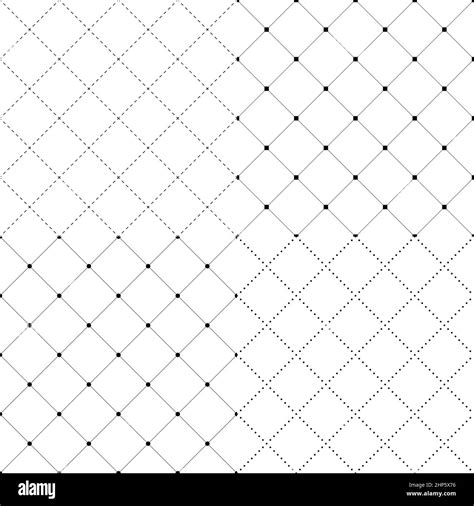 Geometric Seamless Patterns Set Black And White Vector Backgrounds