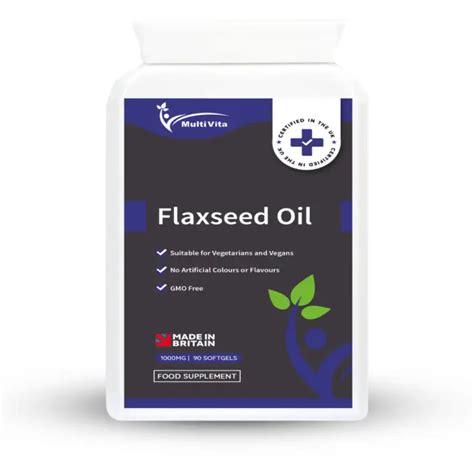 ORGANIC FLAXSEED OIL 90x1000mg Capsules COLD PRESSED Omega 3 6 9 Vegan