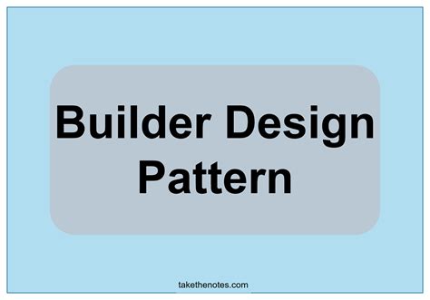 Builder Design Pattern | Take The Notes