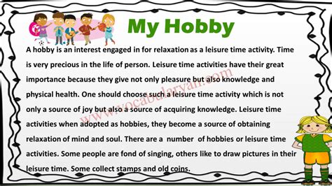 My Hobby Essay 150 Words With Synonyms VocabularyAN