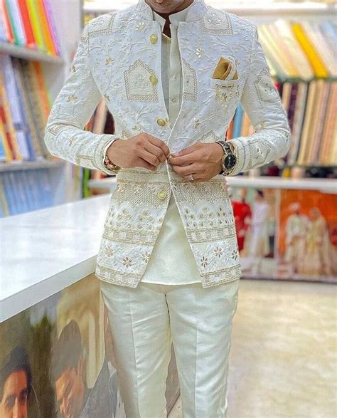 Buy Cream Jodhpuri Suit With Golden Lucknowi Zari Work For Party Online