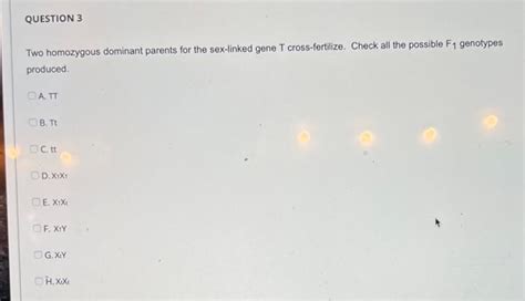 Solved A Male Is Homozygous Dominant For The Sex Linked Gene Chegg