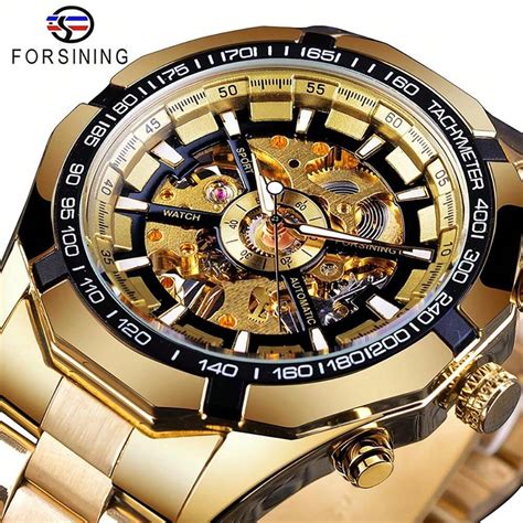 FORSINING Montres squelette Forsining 2024 en acier inoxydable étanche