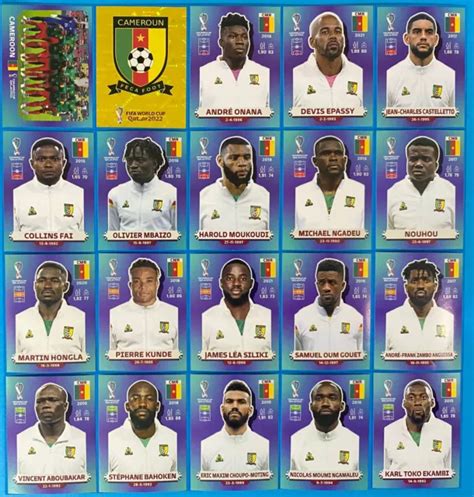 FIGURINE PANINI WORLD Cup Qatar 2022 Team Cameroun Completo CMR1 CMR20