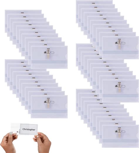 Rifrpha 50 PCS Name Badges With Clip And Pin Plastic ID Name Badge