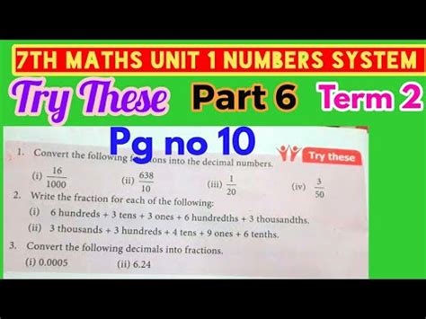 Th Std Maths Term Unit Numbers System Try These Youtube