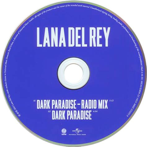 Car Tula Cd De Lana Del Rey Dark Paradise Cd Single Portada