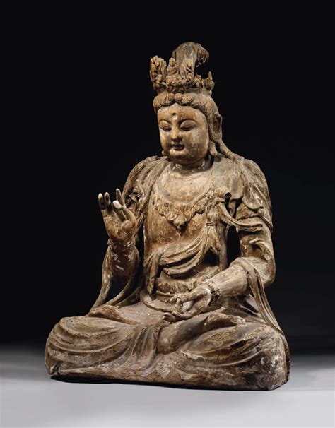 IMPORTANTE STATUE DE GUANYIN EN BOIS CHINE DEBUT DE LA DYNASTIE MING