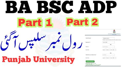 BA BSc ADP Part 1 2 Annual 2023 Roll No Slips PU YouTube