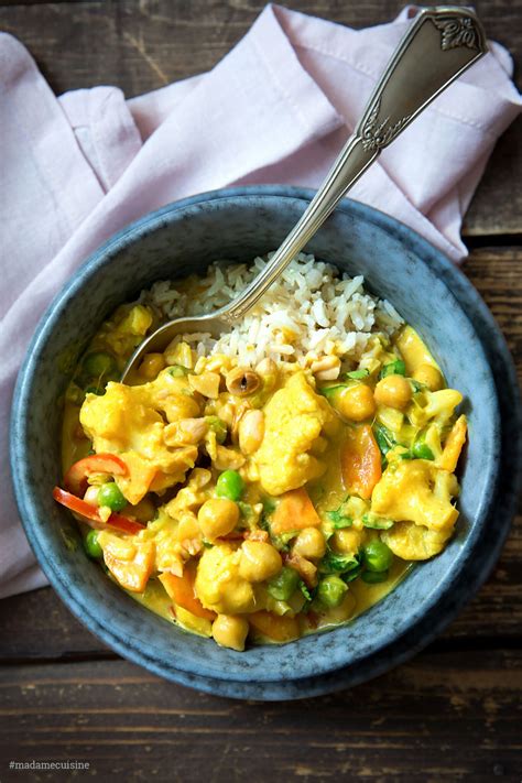 Blumenkohl Curry Mit Erbsen Karotten Paprika Madame Cuisine