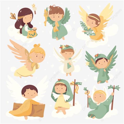 ángeles De La Natividad Vector PNG dibujos Pegatina Clipart Lindos