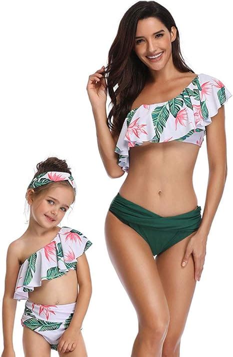 ISSHE Mutter Und Tochter Bikini Set Shoulder High Waist Bedrucken