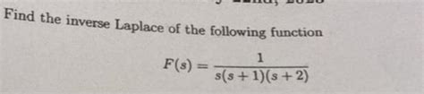 Solved Find the inverse Laplace of the following function | Chegg.com