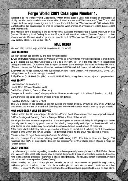 Forge World 2001 Catalogue Pdfcoffeecom