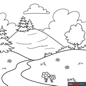 Hill Coloring Page | Easy Drawing Guides