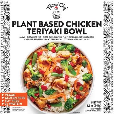 Tattooed Chef Vegan Frozen Plant Based Chicken Teriyaki Bowl