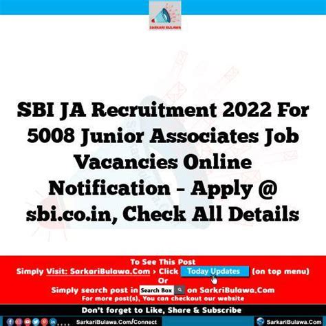 Sbi Ja Recruitment For Junior Associates Job Vacancies Online