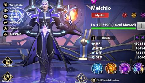 Infinite Magicraid Melchio Build Emblem Equipment Artifacts Team